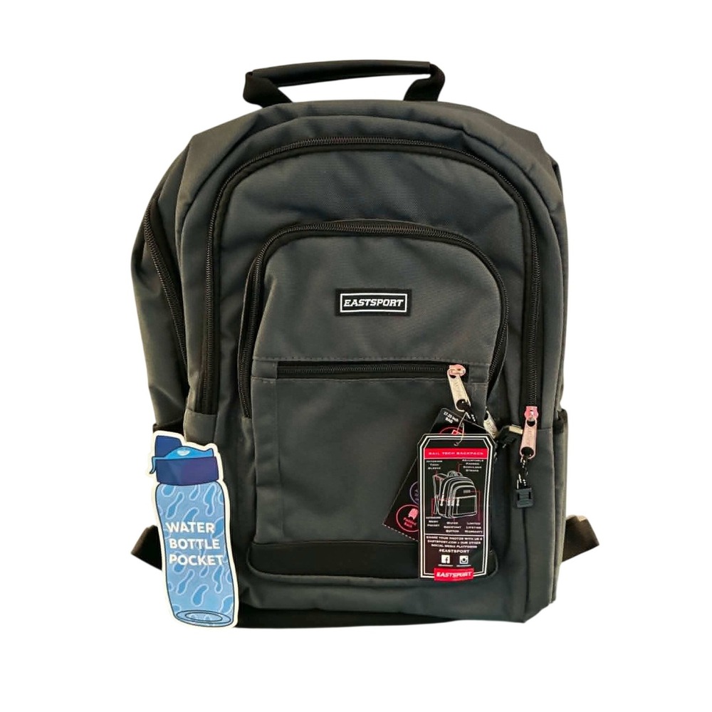 Eastsport Gail Tech Backpack Unisex One Size Grey NWT Laptop Sleeve Padded Back